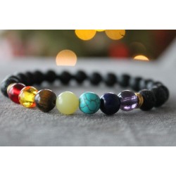 copy of 7 chakra bracelet made of natural stones and lava stones 8mm