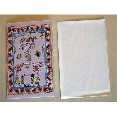 Handbemalte Karte mit Madhubani + Kuvert