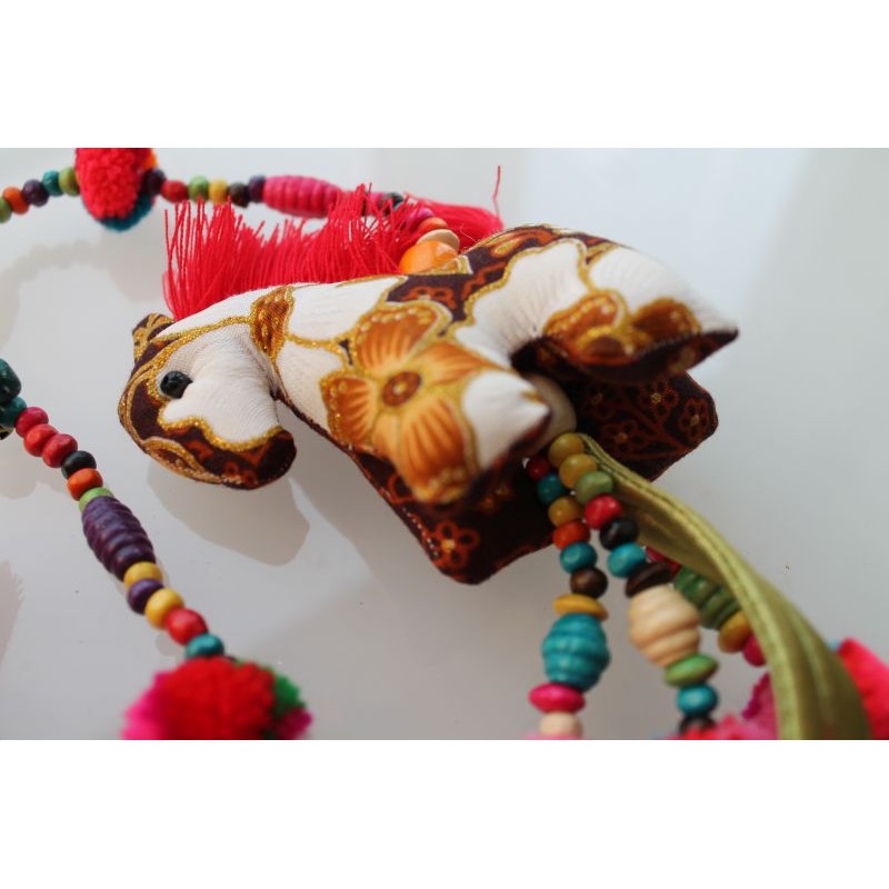 copy of Hanging decoration 3x horse made of fabric wooden beads 105 cm