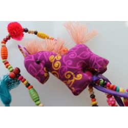 copy of Hanging decoration 3x horse made of fabric wooden beads 105 cm