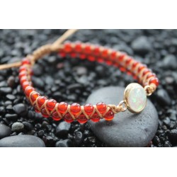 B-Ware: Schutzarmband Perlenarmband elegant mit kleinen 3,5 mm Rot Perlen Opal Ersatz