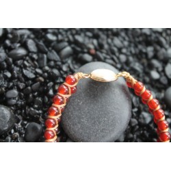 copy of Protective bracelet pearl bracelet elegant with small 3.5 mm red pearl opal replacement
