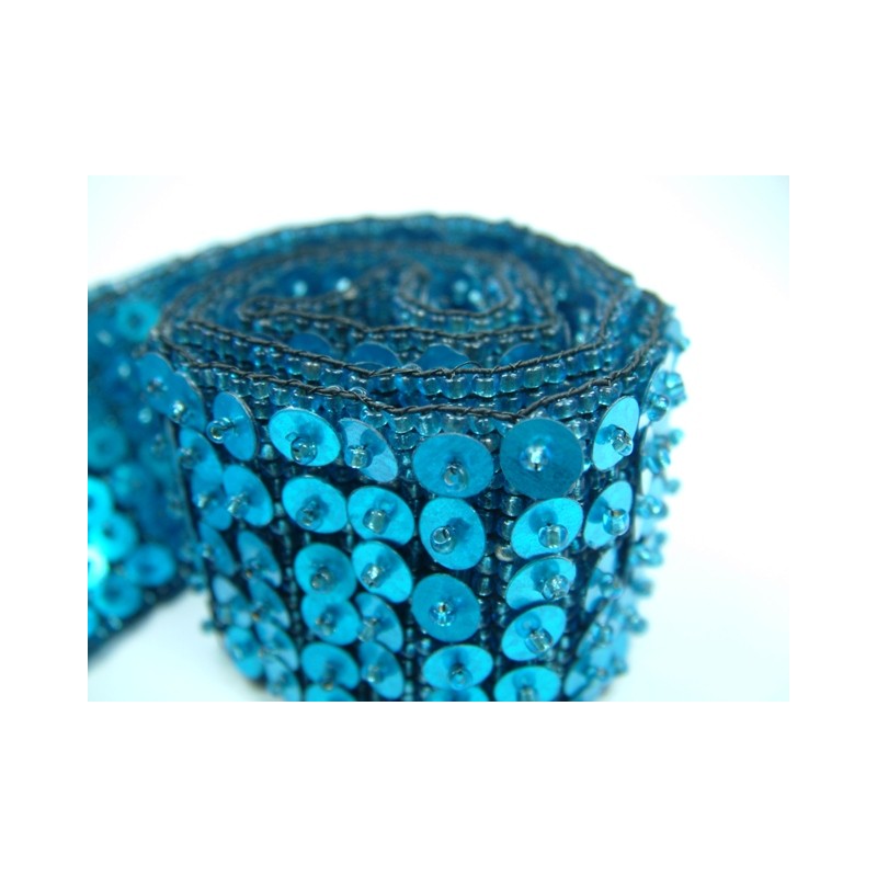 Gürtel mit Perlen / Farbe blau