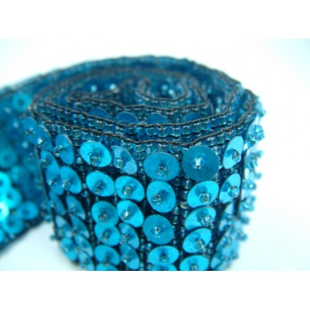 Gürtel mit Perlen / Farbe blau