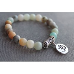 copy of Bracelet in Amazonit8 mm beaded yoga bracelet 17.5 cm inner circumference OM pendant