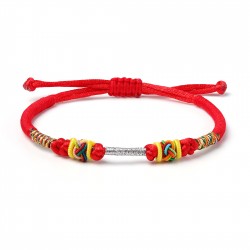 Tibetisches Glücksarmband Knotenarmband handgemacht Buddhismus Rot