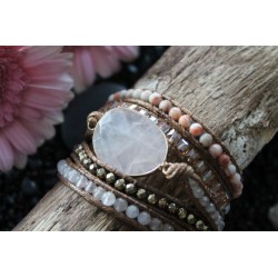 copy of Wrap bracelet fivefold rose quartz for love and romance Crystal bracelet