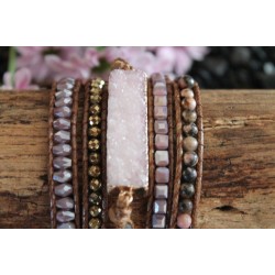 copy of Wrap bracelet fivefold rose quartz for love and romance crystal bracelet yoga meditation gift girlfriend