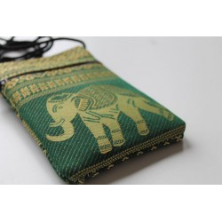 Brustbeutel Brusttasche Stoff mit Stickerei Thailand Elefant - BÖRSE420