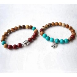 copy of 2 pieces of yoga bracelets made of 8 mm turquoise beads, 18 cm inner circumference.