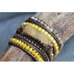 copy of Wrap bracelet fivefold yellow jade crystal bracelet yoga meditation gift girlfriend