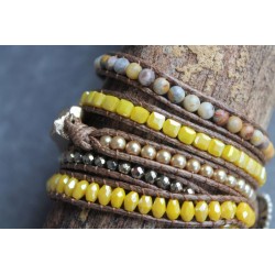 copy of Wrap bracelet fivefold yellow jade crystal bracelet yoga meditation gift girlfriend