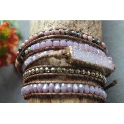 copy of Wrap bracelet fivefold rose quartz for love and romance crystal bracelet yoga meditation gift girlfriend