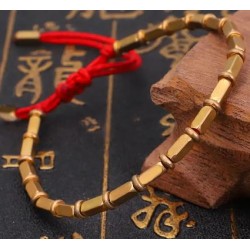 Tibetisches Messingperlen Armband Buddhismus Glücksarmband Rot