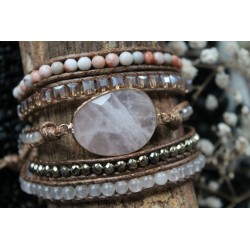 copy of Wrap bracelet fivefold rose quartz for love and romance Crystal bracelet