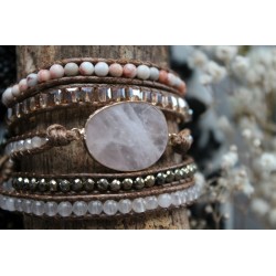 B-Ware: Wickelarmband fünffach Rosenquarz für Liebe und Romantik Kristall Armband