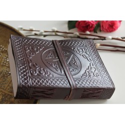 Handgefertigtes Leder-Tagebuch mit Pentagramm-Design, 18x13 cm, Notizbuch für magische Gedanken