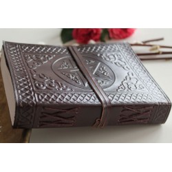 Handgefertigtes Leder-Tagebuch mit Pentagramm-Design, 18x13 cm, Notizbuch für magische Gedanken