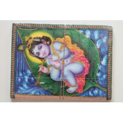 Typisches indisches Notizbuch mit Gottheit Krishna (groß) - NOTIZ-OG100