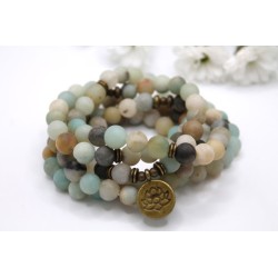 Armband Mala Amazonit 8mm inneres Gleichgewicht Lotusblume Schutz Amazonitmala