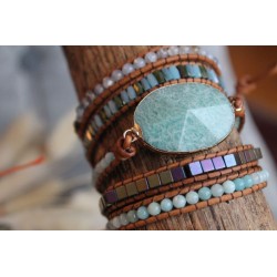 copy of wrap bracelet three-ply green amazonite yoga meditation healing effect