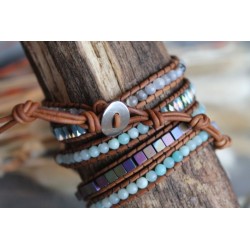 copy of wrap bracelet three-ply green amazonite yoga meditation healing effect