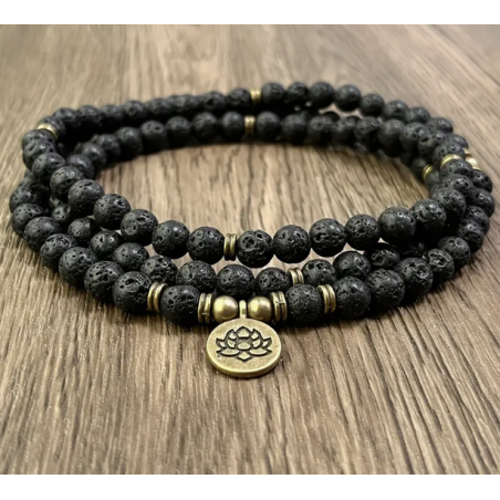 Malakette Lavakette Armband Mala 108 Perlen Lava 8mm