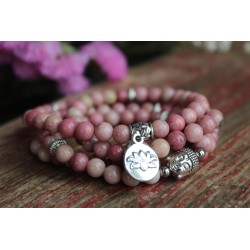 108 Armband Mala Rhodonit 6mm für mehr Optimismus Lotusblume