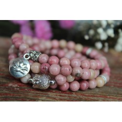 108 Armband Mala Rhodonit 6mm für mehr Optimismus Lotusblume