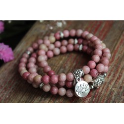 108 Armband Mala Rhodonit 6mm für mehr Optimismus Lotusblume