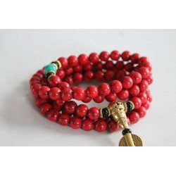 Mala-Kette aus roter Jaspis mit 108 Perlen