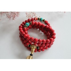 Mala-Kette aus roter Jaspis mit 108 Perlen
