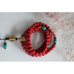 Mala-Kette aus roter Jaspis mit 108 Perlen