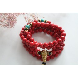 Mala-Kette aus roter Jaspis mit 108 Perlen