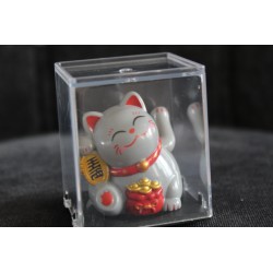 Maneki-neko Winkekatze – Glücksbringer & Dekofigur mit Solarbetrieb Grau