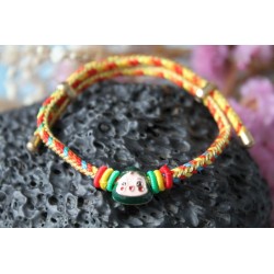 Handgefertigtes Glücksarmband mit Maneki Neko Perle glückliche Katze