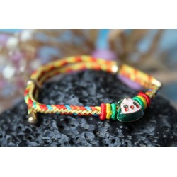 Handgefertigtes Glücksarmband mit Maneki Neko Perle glückliche Katze