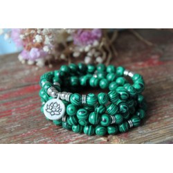 Armband Mala Malachit 8mm Lotusblume Schutz Malachitmala