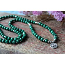 Armband Mala Malachit 8mm Lotusblume Schutz Malachitmala