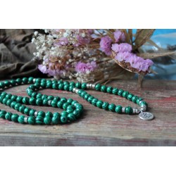 Armband Mala Malachit 8mm Lotusblume Schutz Malachitmala