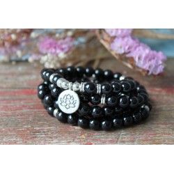 Armband Mala Onyx Lotusblume Schutz Onyxmala