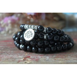 Armband Mala Onyx Lotusblume Schutz Onyxmala