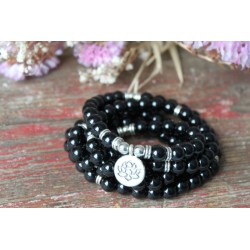 Armband Mala Onyx Lotusblume Schutz Onyxmala