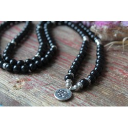 Armband Mala Onyx Lotusblume Schutz Onyxmala