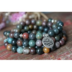 Armband Mala Achat 8mm Lotusblume Schutz Achatmala 108