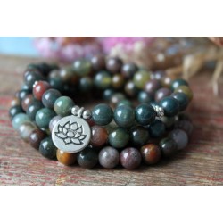 Armband Mala Achat 8mm Lotusblume Schutz Achatmala 108