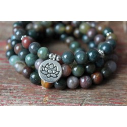 Armband Mala Achat 8mm Lotusblume Schutz Achatmala 108