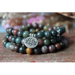Armband Mala Achat 8mm Lotusblume Schutz Achatmala 108