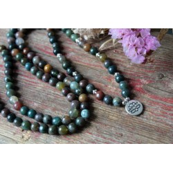Armband Mala Achat 8mm Lotusblume Schutz Achatmala 108