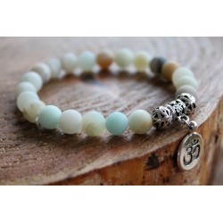 copy of Bracelet in Amazonit8 mm beaded yoga bracelet 17.5 cm inner circumference OM pendant